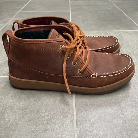 L.L.Bean Mens Flannel Lined Leather Ranger Moc Toe Chukka Boots, Size 9 - Picture 4 of 14